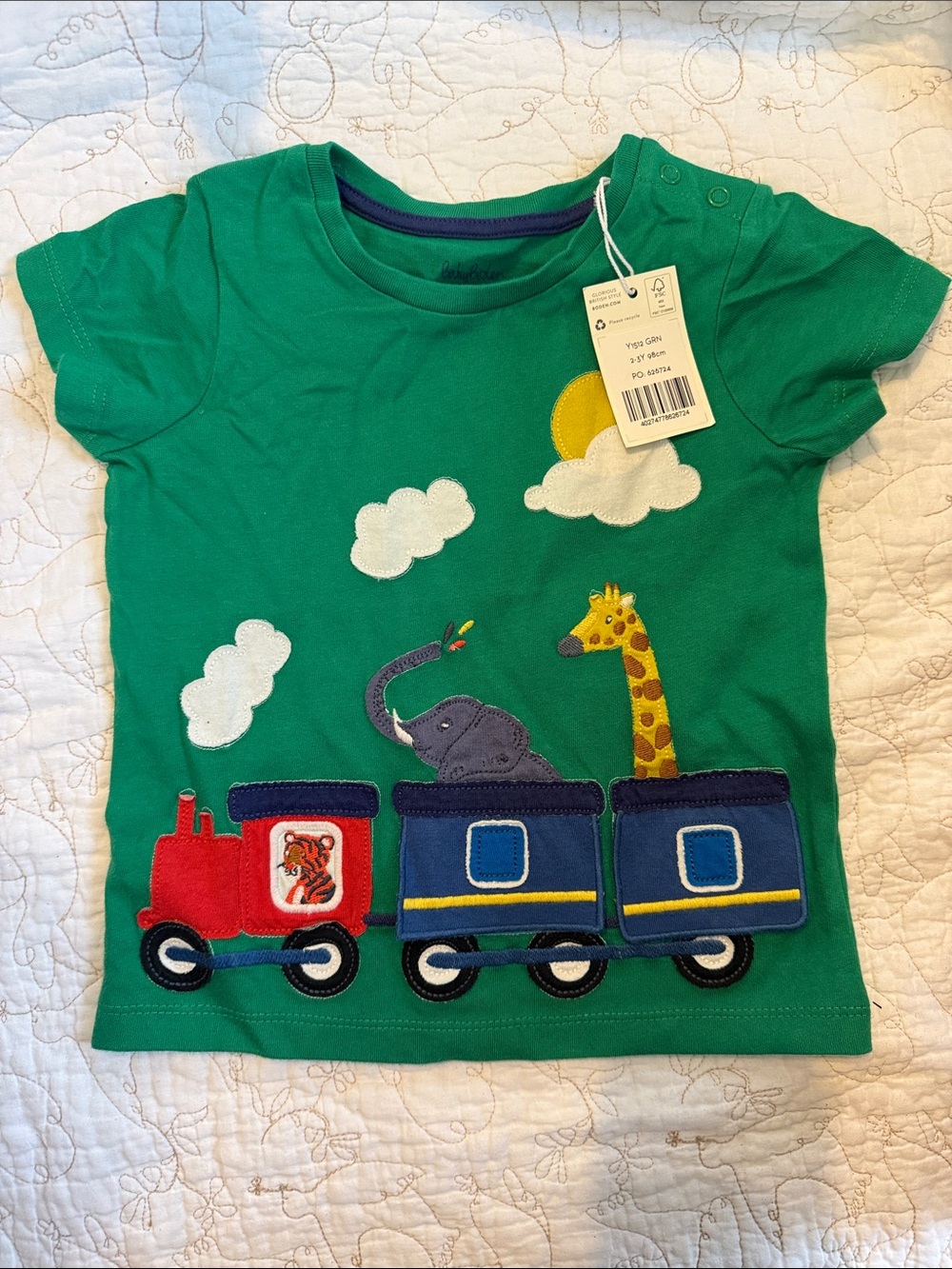 Baby mini Boden Train & Animals Appliqué Tee